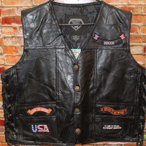 Genuine Buffalo Leather Biker Vest 2X